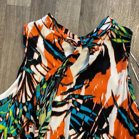 Signature by Robbie Bee Size 14W Abstract Tropical Print Swing Dress Sleeveless - Picture 4 of 8